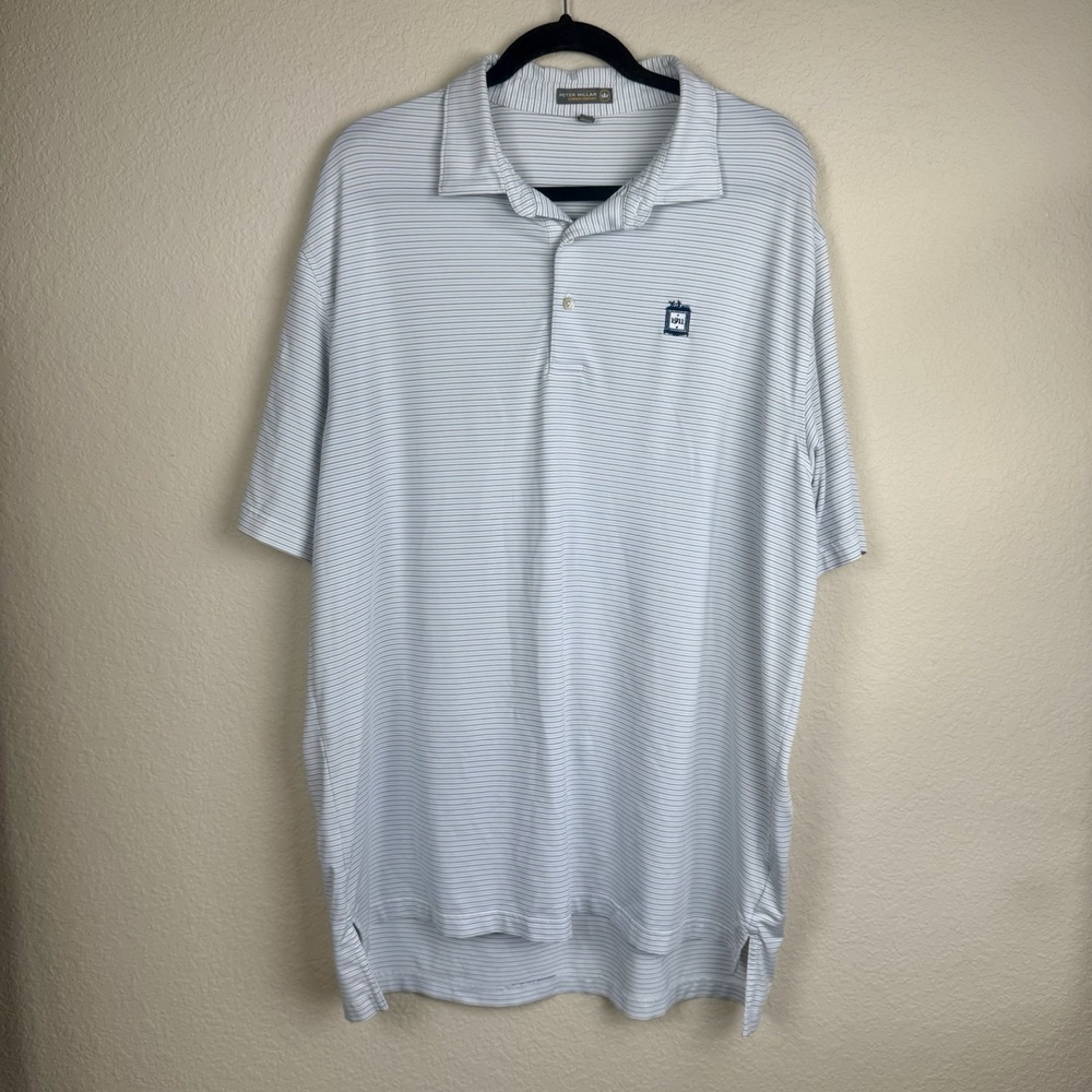 Peter Millar Summer Comfort Polo Mens XL Blue Striped Golf Short Sleeve 1911